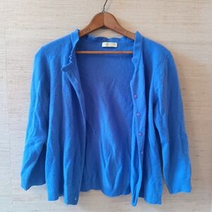 Classic Blue Women's Cashmere Cardigan Sweater (S)